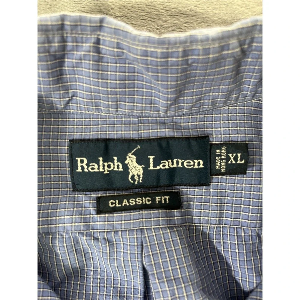 Ralph Lauren Blue‎ Geometric Long Sleeve Polo Shirt Men's XL